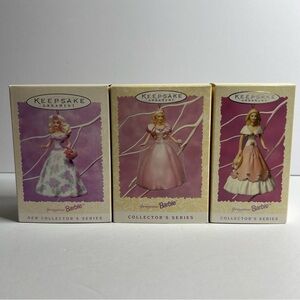 Springtime Barbie Keepsake Ornaments Hallmark 1995, 1996, and 1997 In Box